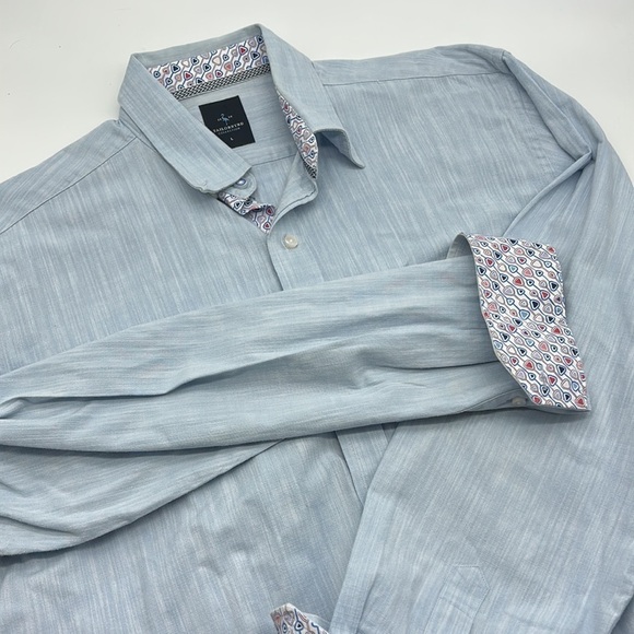 Tailorbyrd Flip Cuff Button‎ Down Shirt Men's Large Blue Long Sleeve - Picture 1 of 12